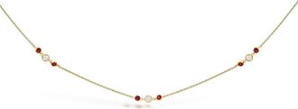 House of Brilliance 14K Yellow Gold Ruby and 1/2 Cttw Diamond Station Necklace
