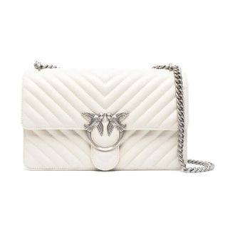 Pinko Witte leren schoudertas - Dames - Schoudertassen - Wit - ONE Size - Leer - Tassen