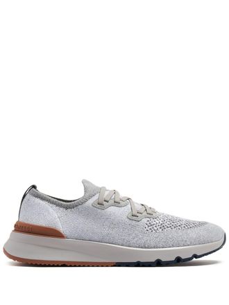 Brunello Cucinelli Gebreide gem&ecirc;leerde sneakers - Grijs
