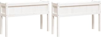 vidaXL Vidaxl - Jardineras Exterior Con Patas 2 Uds Madera Maciza Pino Blanco