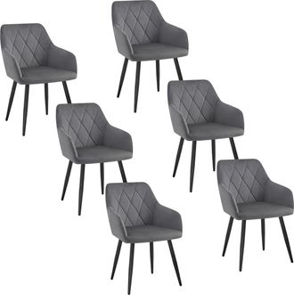 Woltu Sillas De Comedor Silla Reposabrazos Silla Tapizada Con Respaldos Sillas Nordicas Silla Para Comedor Sal&oacute;n Dormitorio Cocina Pasillo Gris Oscuro Terci