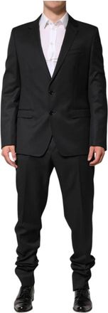 Dolce & Gabbana Donkergrijs Wollen Pak- Slim Fit - Heren - Pakken - Zwart - Maat: XL Wol