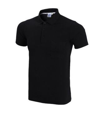Generic Summer Short Sleeve Polo Shirt, Men Causal Slim Fit Solid Color Pocket Polo Shirt Black