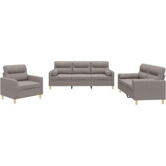 vidaXL Vidaxl - Juego De Sof&aacute;s Con Cojines 3 Piezas Tela Gris Taupe