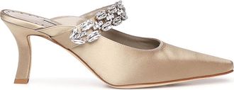 Manolo Blahnik Tamolmu Satin Mules With Crystals