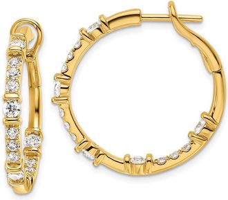 Diamond2Deal 14k Gold 1 1/2 ct Lab Grown Diamond In/Out Hoop Earrings VS Clarity, G-H Color