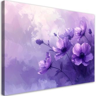 Feeby Impresi&oacute;n De Imagen Flores Moradas Sobre Fondo Lavanda 100x70