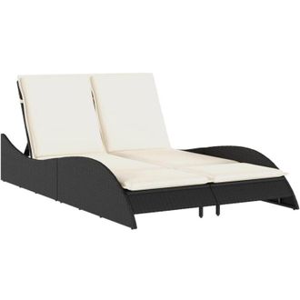 vidaXL Vidaxl - Tumbona Con Cojines Rat&aacute;n Sint&eacute;tico Negro 114x205x73 Cm