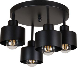 OEM L&aacute;mpara De Techo Negra, Metal Industrial, 4xe27, Iluminaci&oacute;n Led Moderna Para Sal&oacute;n, Cocina, Dormitorio, Habitaci&oacute;n Infantil, Loft