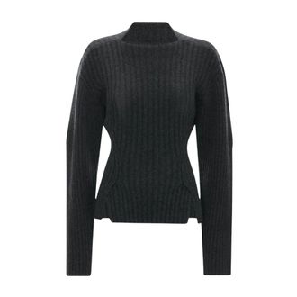 Victoria Beckham Truien & Vesten, Dames, Grijs, XS, Wol, Rib Jumper