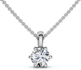 Pompeii3 1/4Ct Round Solitaire Brilliant Cut Lab Grown Diamond Pendant 18 Necklace