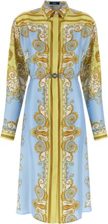 Versace Light Blue Shirt Collar Midi Dress