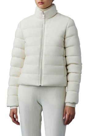 Mackage Melia Wool & Cashmere Blend Down Puffer Coat in Cream at Nordstrom, Size X-Small