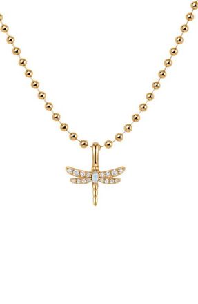 Made by Mary Opal Dragonfly Bead Chain Necklace in Gold Vermeil at Nordstrom