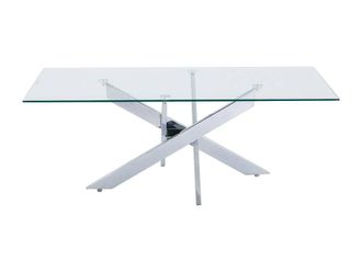 Vente-Unique Tempered Glass & Chromed Metal Coffee Table - Transparent - COSIMA in Clear