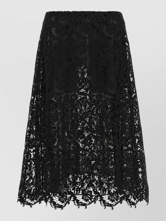 Fendi macram&eacute; lace high-rise midi a-line skirt