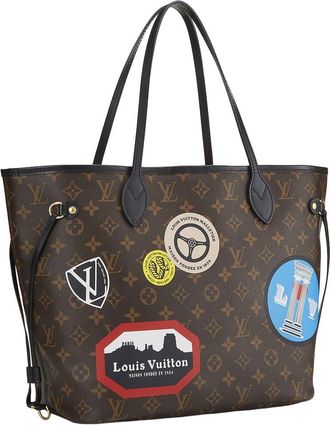 Louis Vuitton Brown Coated Canvas Monoworldtour Neverfull Mm (Authentic Pre- Loved)