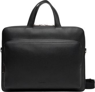Calvin Klein Slanke Kiezel Aktetas - Heren - Laptoptassen - Zwart - ONE Size - Polyester - Tassen