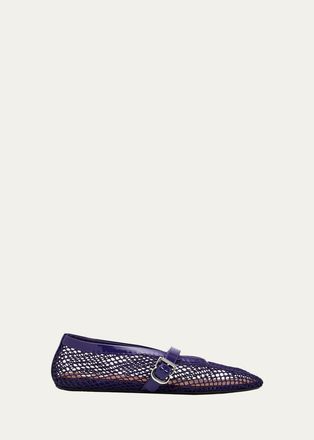 Alaia Mesh Mary Jane Ballerina Flats