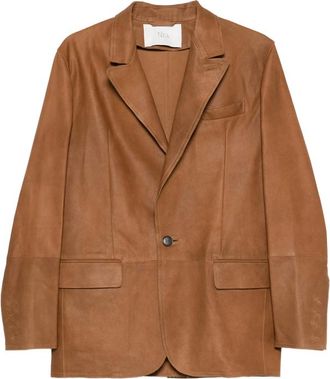 Tela Notched-lapel Leather Blazers