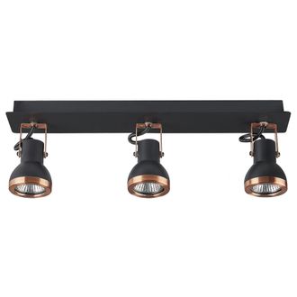Beliani Conjunto De 3 L&aacute;mparas De Techo De Metal Negro Cobrizo Brazo Articulado Baro