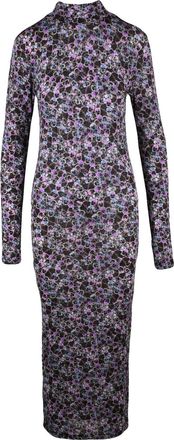 Isabel Marant Long Fitted Dress With Floral Pattern And High Neckline