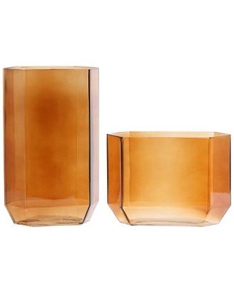 Safavieh Set Of 2 Noreno Modern Hexagon Glass Vases