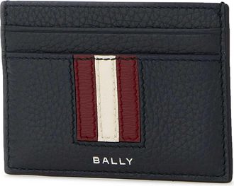 Bally Mens Card Case Black Leather Wallet