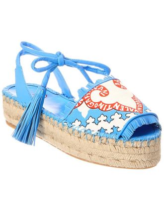 Valentino Vlogo Canvas & Leather Espadrille Sandal