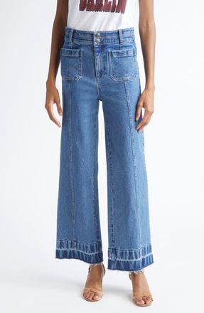 Cinq &agrave; Sept Dorothea Seam Wide Leg Jeans in Sapphire at Nordstrom, Size 0