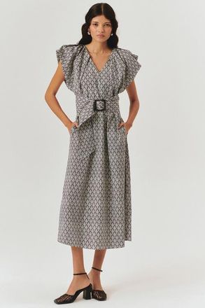 Exquise Hanna Midi Dress in Black-White at Nordstrom, Size Xx-Large