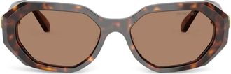 Swarovski geometric-frame crystal-embellished sunglasses - Brown