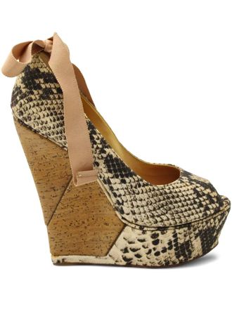 Lanvin platform wedge pumps - women - Rubber/Fabric/Canvas - 37 - Brown