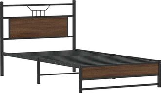 vidaXL Bed Frame without Mattress Brown Oak 100x190 cm Engineered Wood Vidaxl