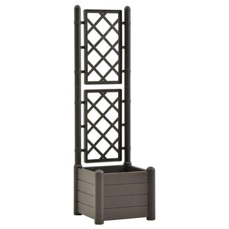 vidaXL Vidaxl - Jardinera Con Enrejado Pp Gris Antracita 43x43x142 Cm