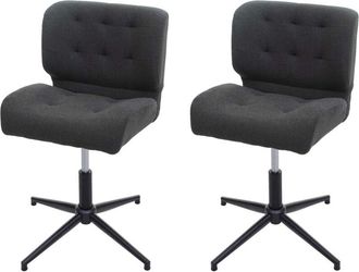 Hhg Non utilizzato] Set 2x sedie sala pranzo ufficio HHG 442 girevole regolabile ecopelle grigio Vintage piede nero