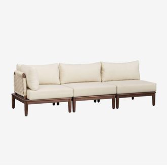 Sklum Sklum - Divano angolare da giardino componibile Giulia 3 pezzi in acacia