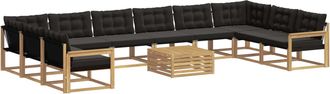 vidaXL Conjunto De Sof&aacute;s De Exterior 11 Uds. Blanco Y Negro Vidaxl