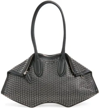 Alexander McQueen Medium Manta Grommet Leather Handbag in Black/silver at Nordstrom
