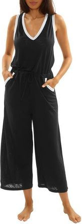BECCA by Rebecca Virtue Beach Date Cotton Slub Cover-Up Jumpsuit in Black at Nordstrom, Size Small