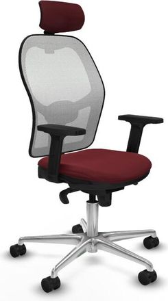 Piqueras y Crespo Piqueras Y Crespo - Jorquera Sincro Malla Blanca Similpiel Granate Brazos 2d Base Aluminio Cabecero 2d Ruedas 65mm Nailon