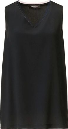 Fabiana Filippi Sleeveless Tops, female, Blue, Size: M Crepe de Chine Tank Top