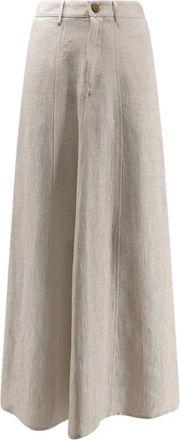 Alysi Midi Rok - Dames - Midirokken - Beige - S - Linnen - Rokken