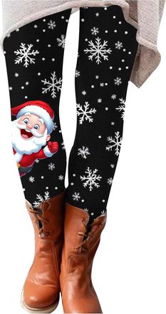 Generic Christmas Legging for Womens High Waisted Womens Christmas Leggings Printed Thin Long Winter Thermal Pants Sparkly Christmas Yoga Leggings for Ladies 