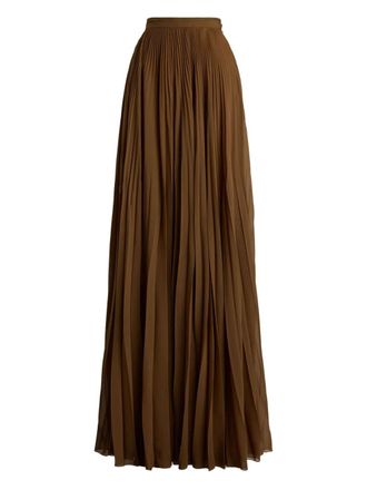 Ralph Lauren Collection pleated maxi skirt - women - Polyester - 6 - Brown