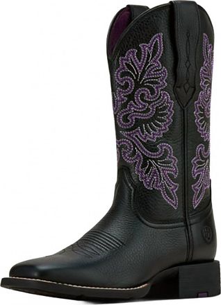 Ariat Womens Round Up Stretchfit Square Toe Western Boot In Black