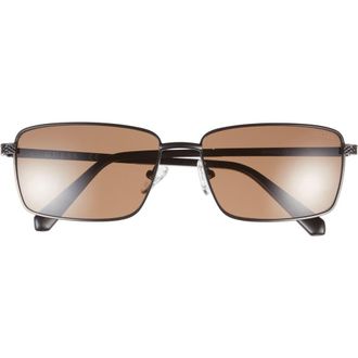 Guess 59mm Rectangular Sunglasses in Matte Black /Brown at Nordstrom Rack