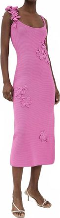 AMUR Allegra Floral Knit Midi Dress In Pink Pearl