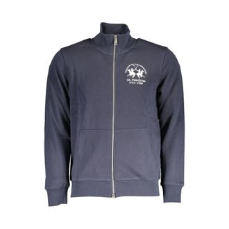 La Martina Katoenen Sweater - Heren - Vesten met rits - Blauw - L - Katoen - Hoodies & sweatvesten
