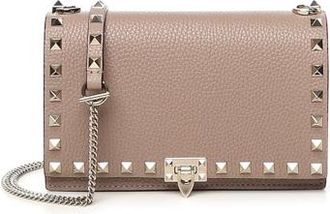 Valentino Garavani Rockstud Mini Bag With Chain In Grained Calfskin